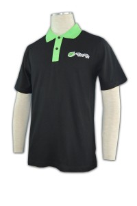 P243 訂polo shirt HK 撞色胸筒 印polo shirt       黑色  撞色領螢光綠